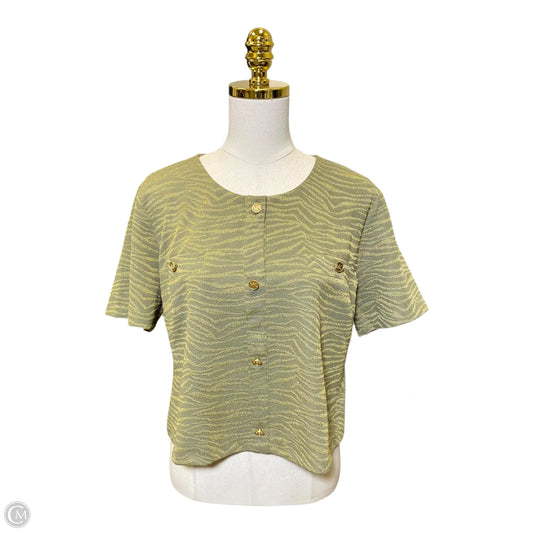 Blouse Short Sleeve By Michael By Michael Kors In Gold & Green, Size: Xl