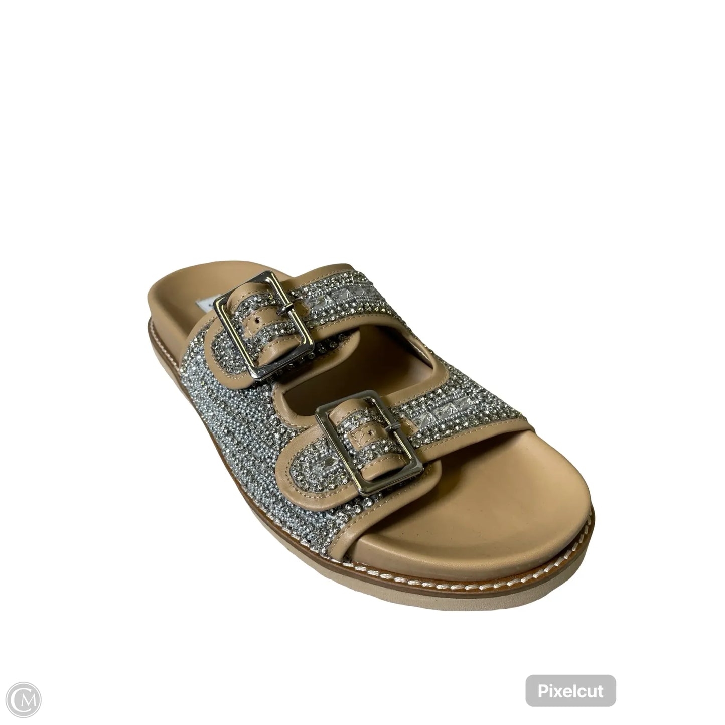 Sandals Flats By Steve Madden In Silver & Tan, Size: 11