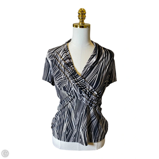 Blouse Short Sleeve By Dkny In Black & White, Size: M
