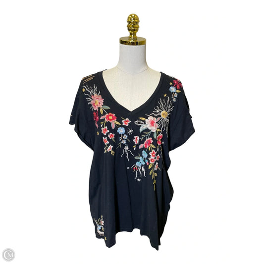 Top Short Sleeve By Johnny Was In Black, Size: Xl