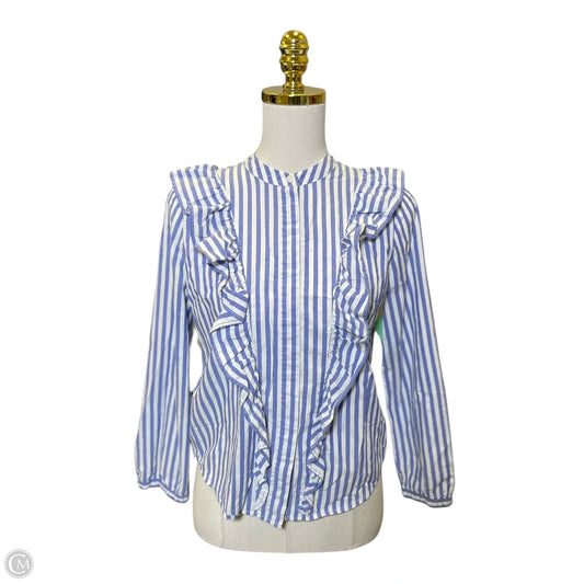 Blouse Long Sleeve By Madewell In Striped Pattern, Size: S