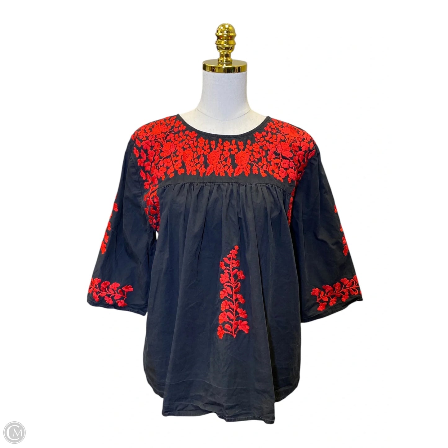 Top 3/4 Sleeve By Clothes Mentor In Grey & Red, Size: L