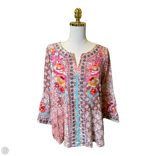 Blouse Long Sleeve By Savanna Jane In Multi-colored, Size: S