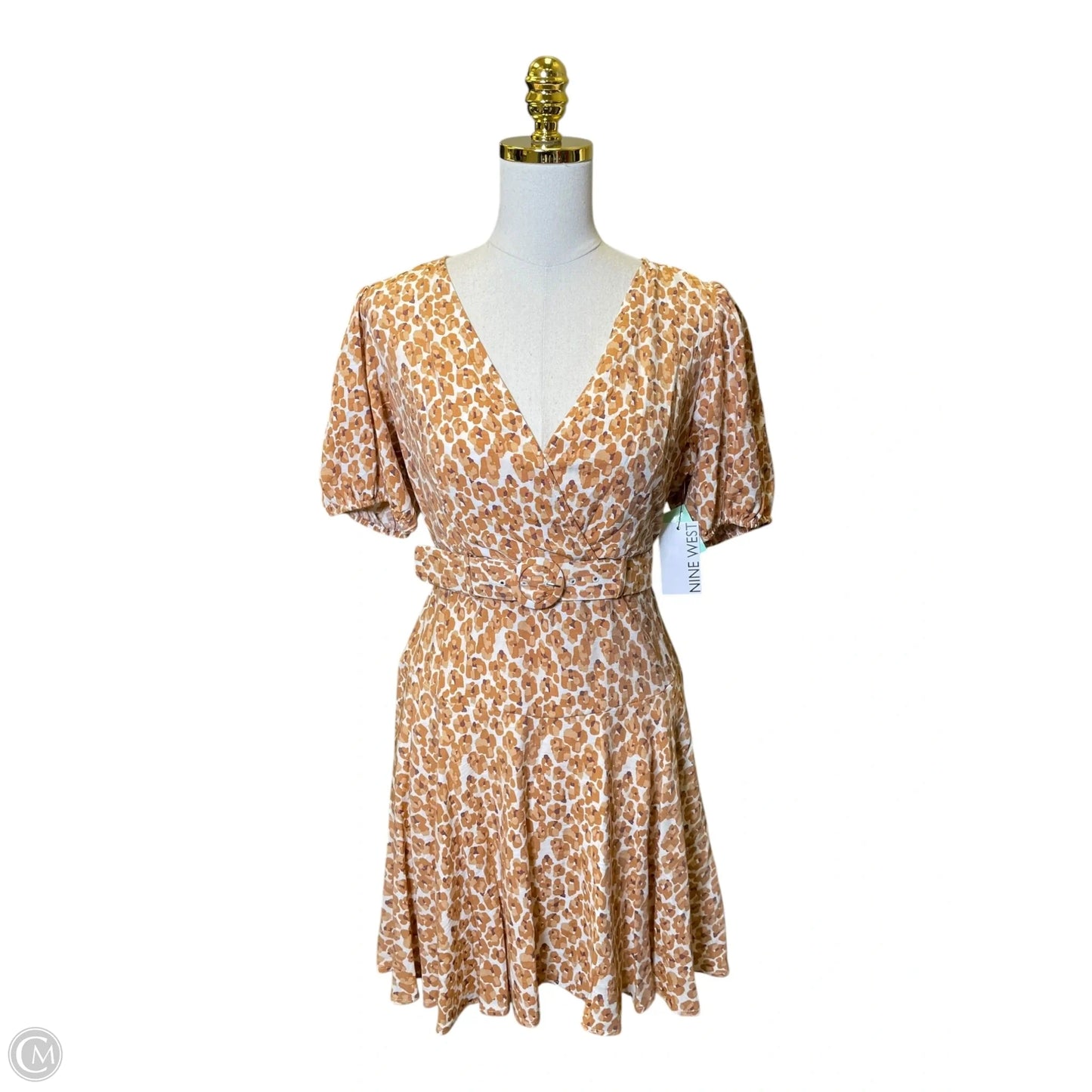 Dress Casual Midi By Nine West In Brown & White, Size: S
