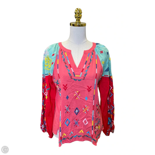Blouse Long Sleeve By Savanna Jane In Multi-colored, Size: S