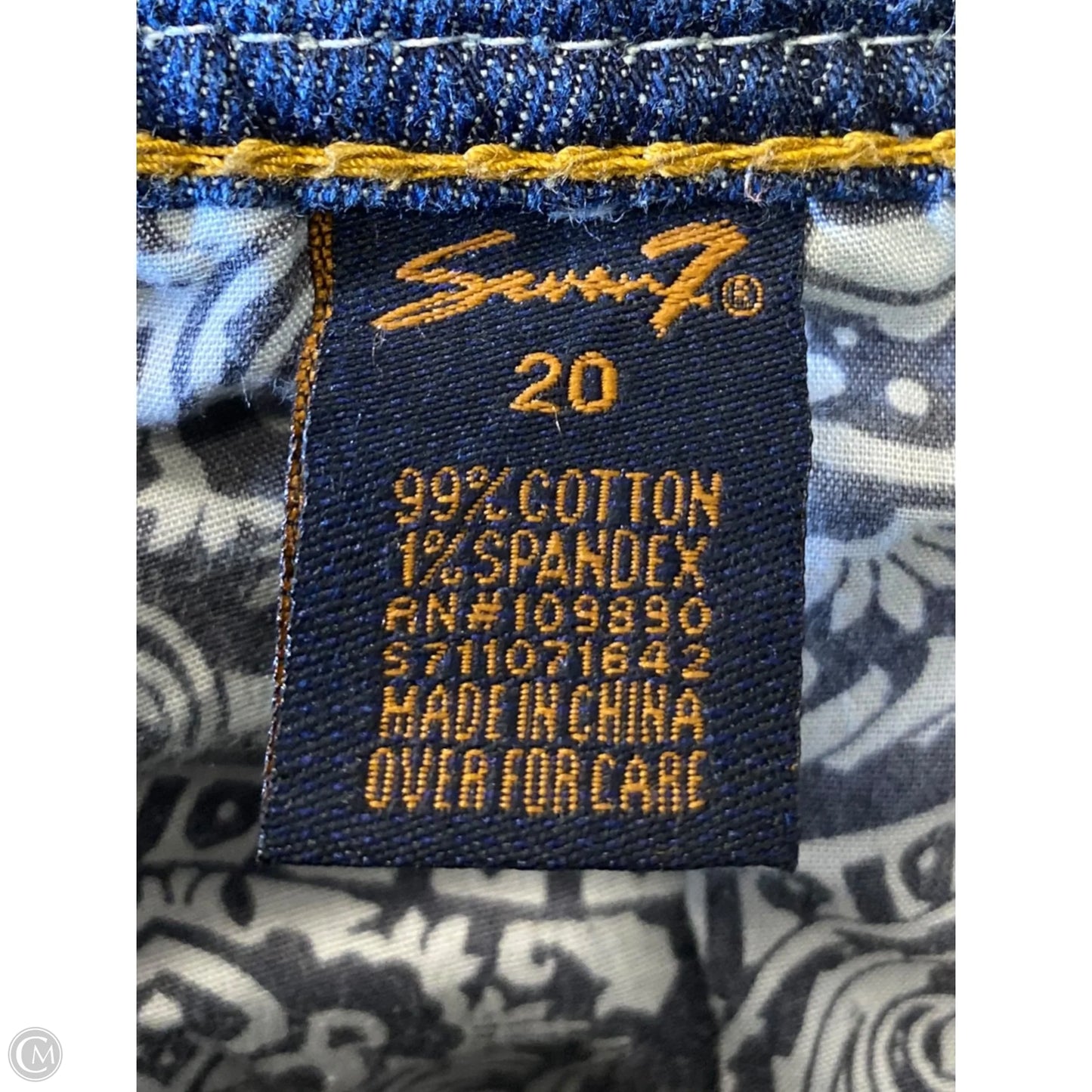 Pants Cropped By Seven 7 In Blue Denim, Size: 20