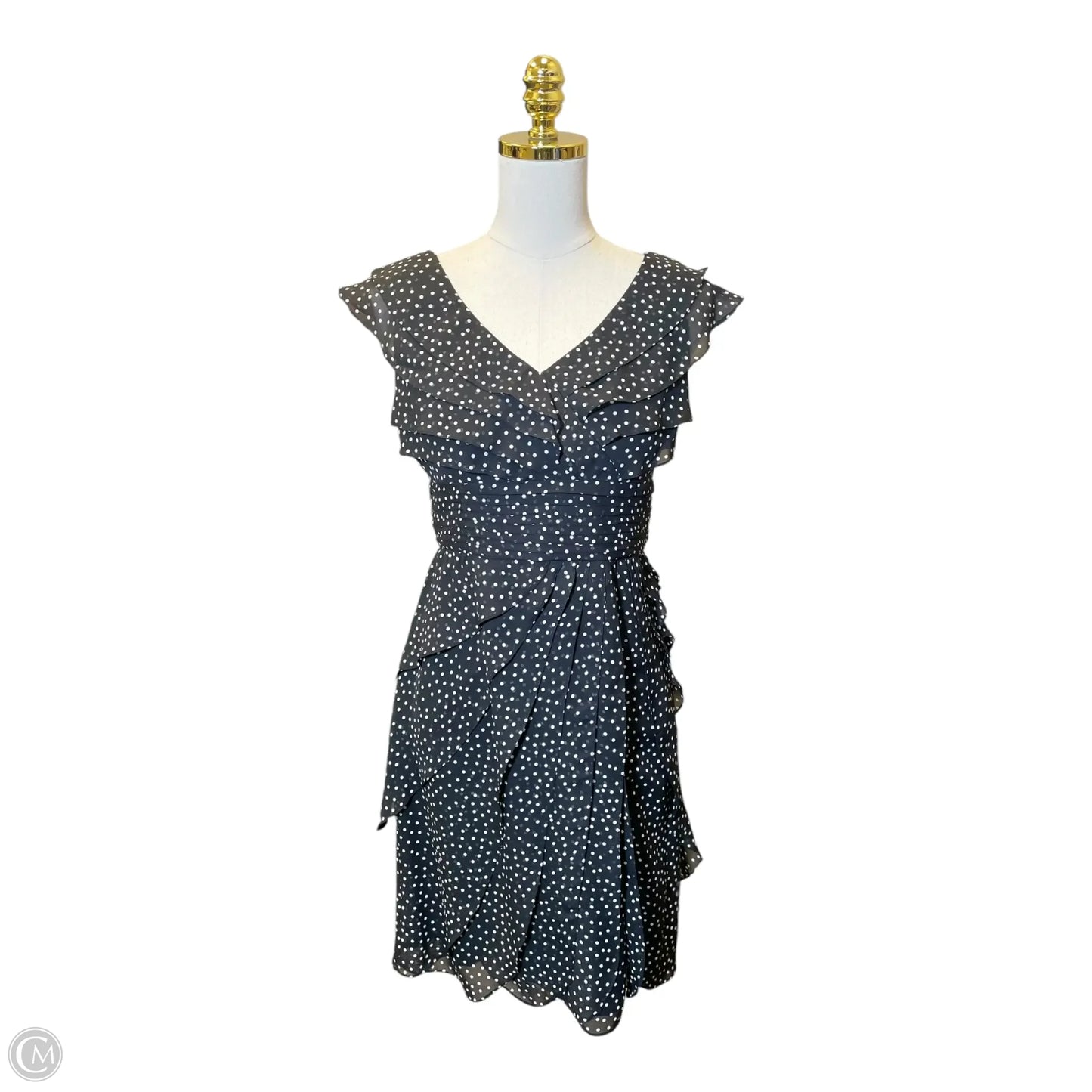 Dress Casual Midi By Adrianna Papell In Polkadot Pattern, Size: 6