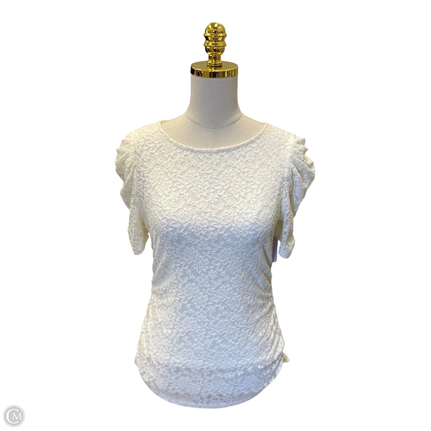 Top Short Sleeve By Dkny In White, Size: M
