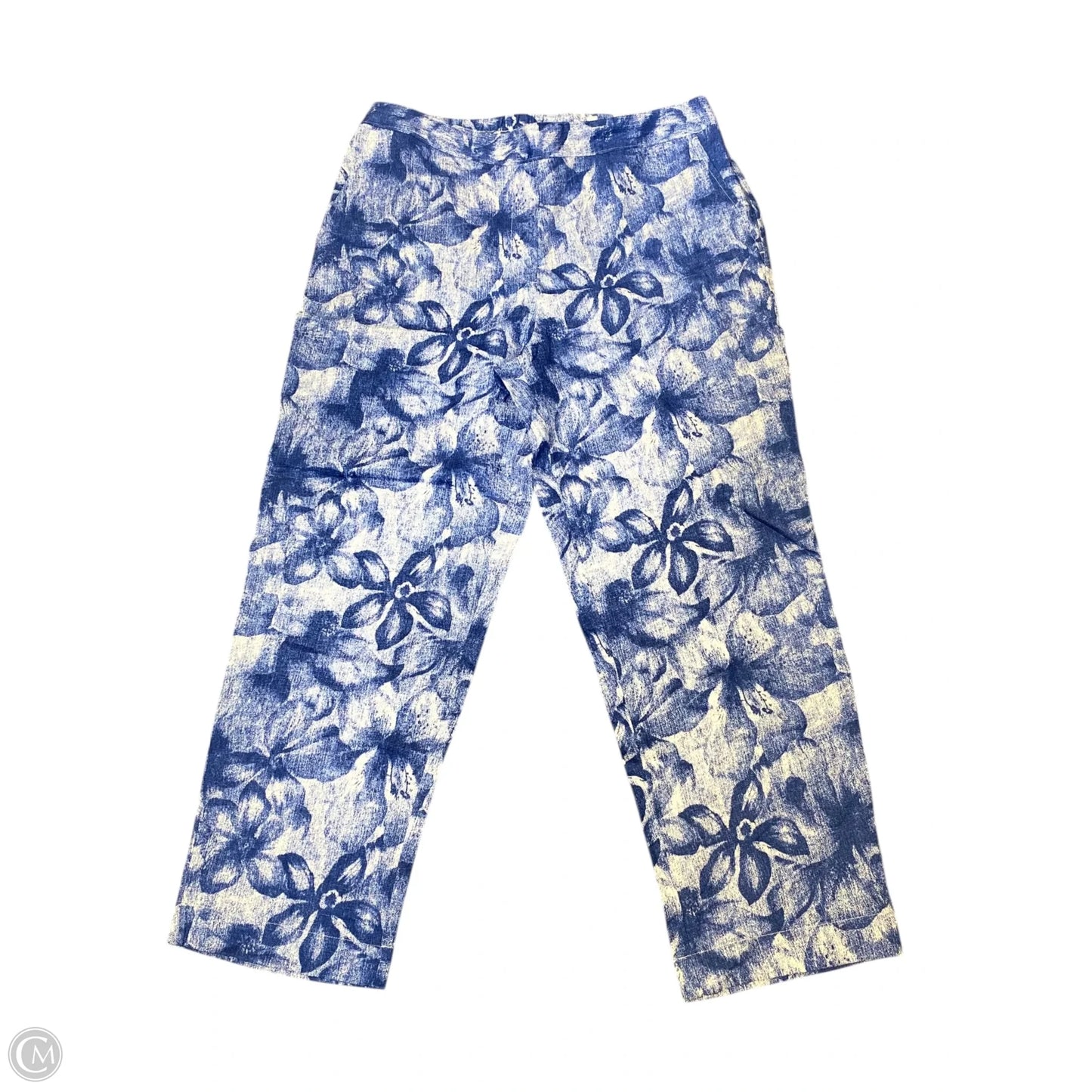 Pants Linen By Chicos In Blue & White, Size: M
