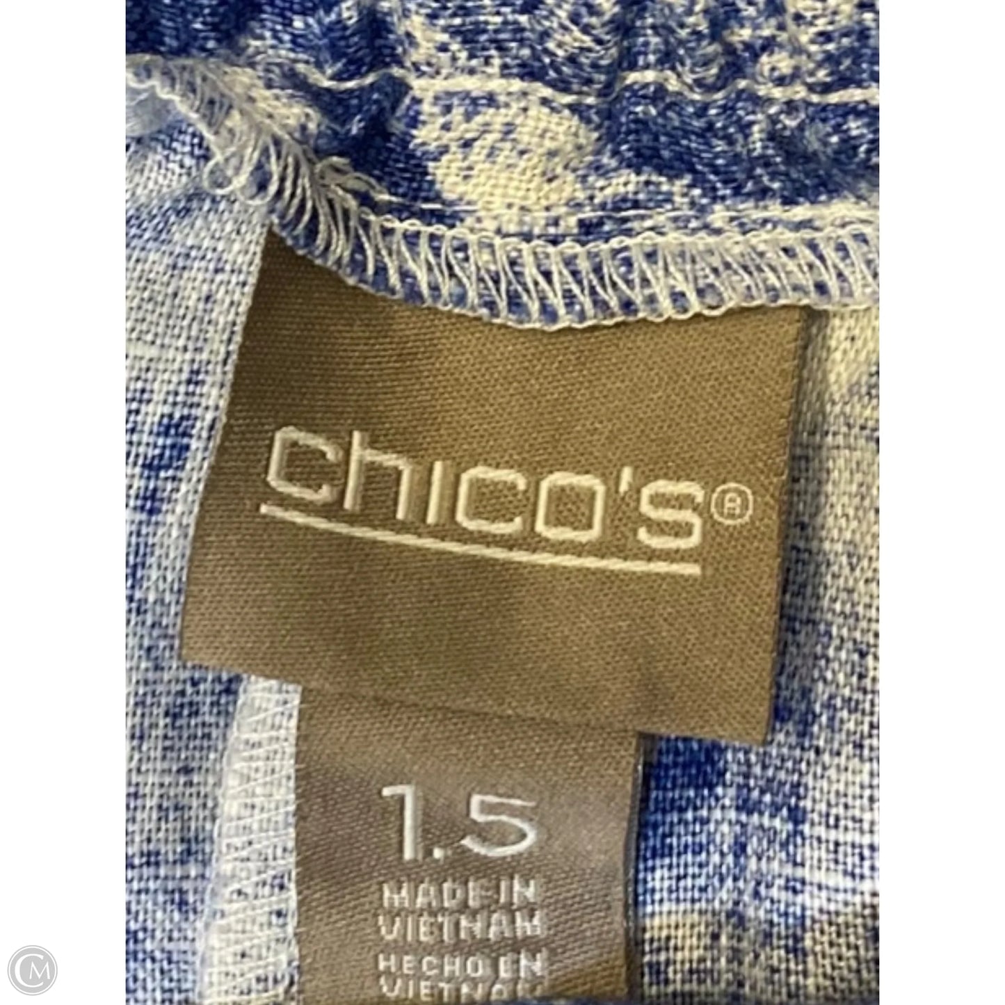 Pants Linen By Chicos In Blue & White, Size: M