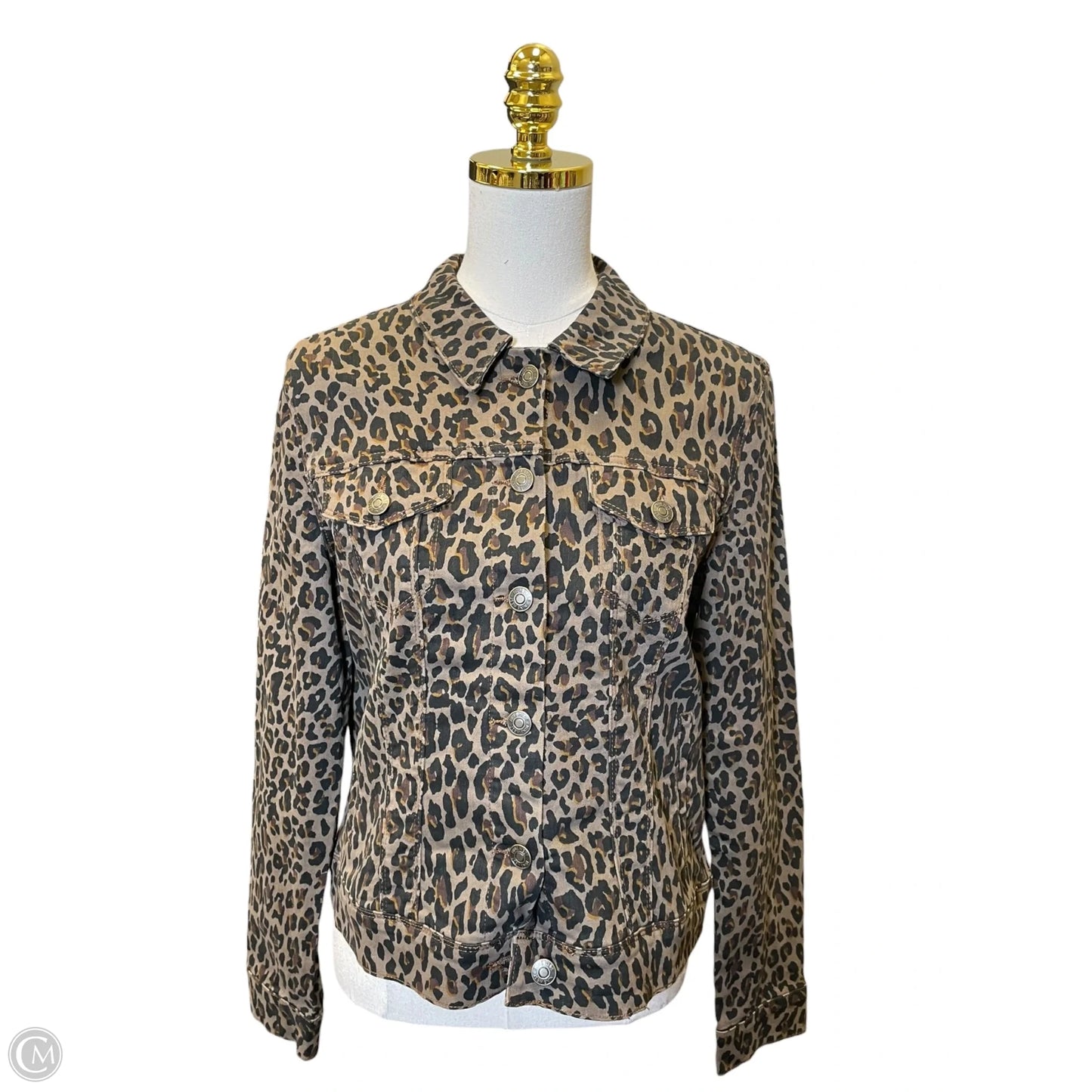 Jacket Denim By Nine West In Animal Print, Size: L