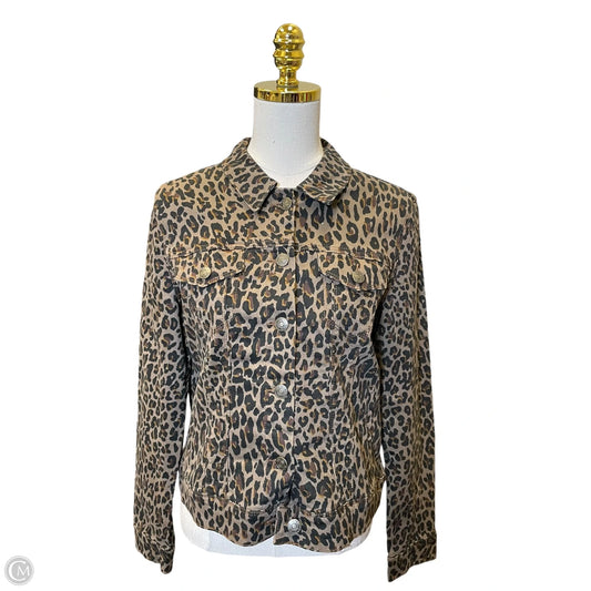 Jacket Denim By Nine West In Animal Print, Size: L