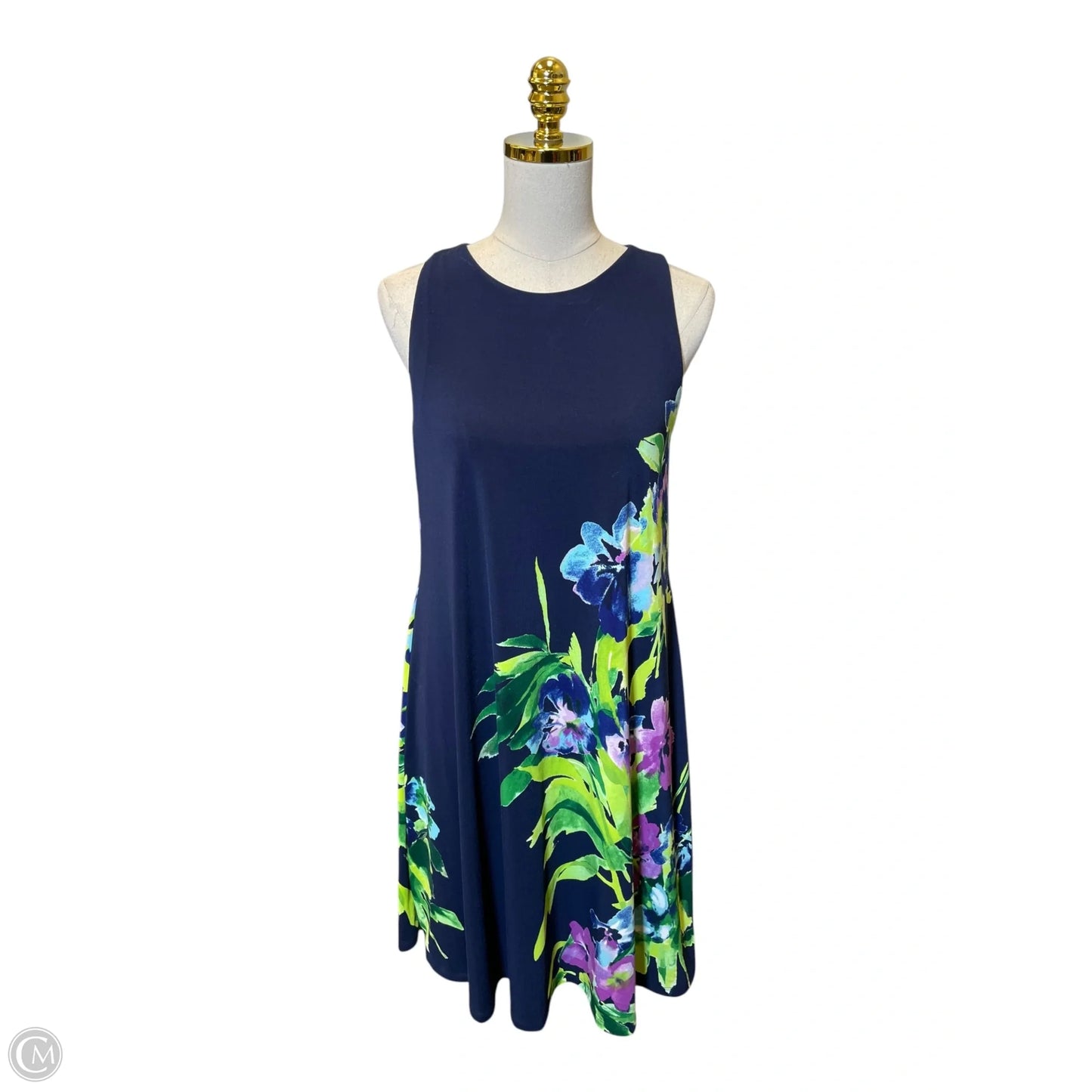 Dress Casual Midi By Lauren By Ralph Lauren In Navy, Size: L