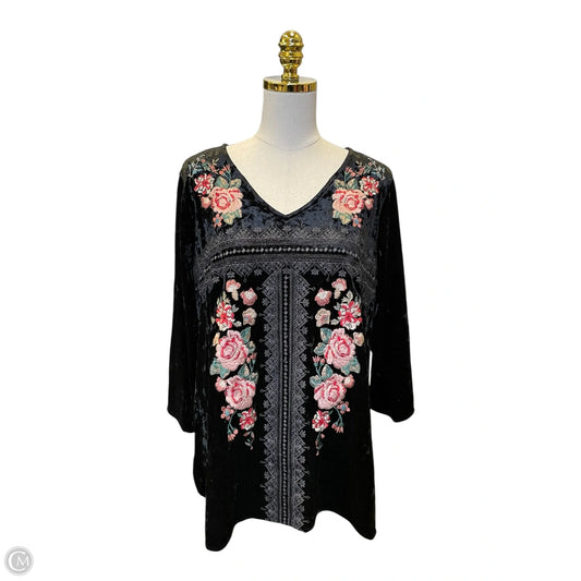 Blouse 3/4 Sleeve By Andree By Unit In Black, Size: M