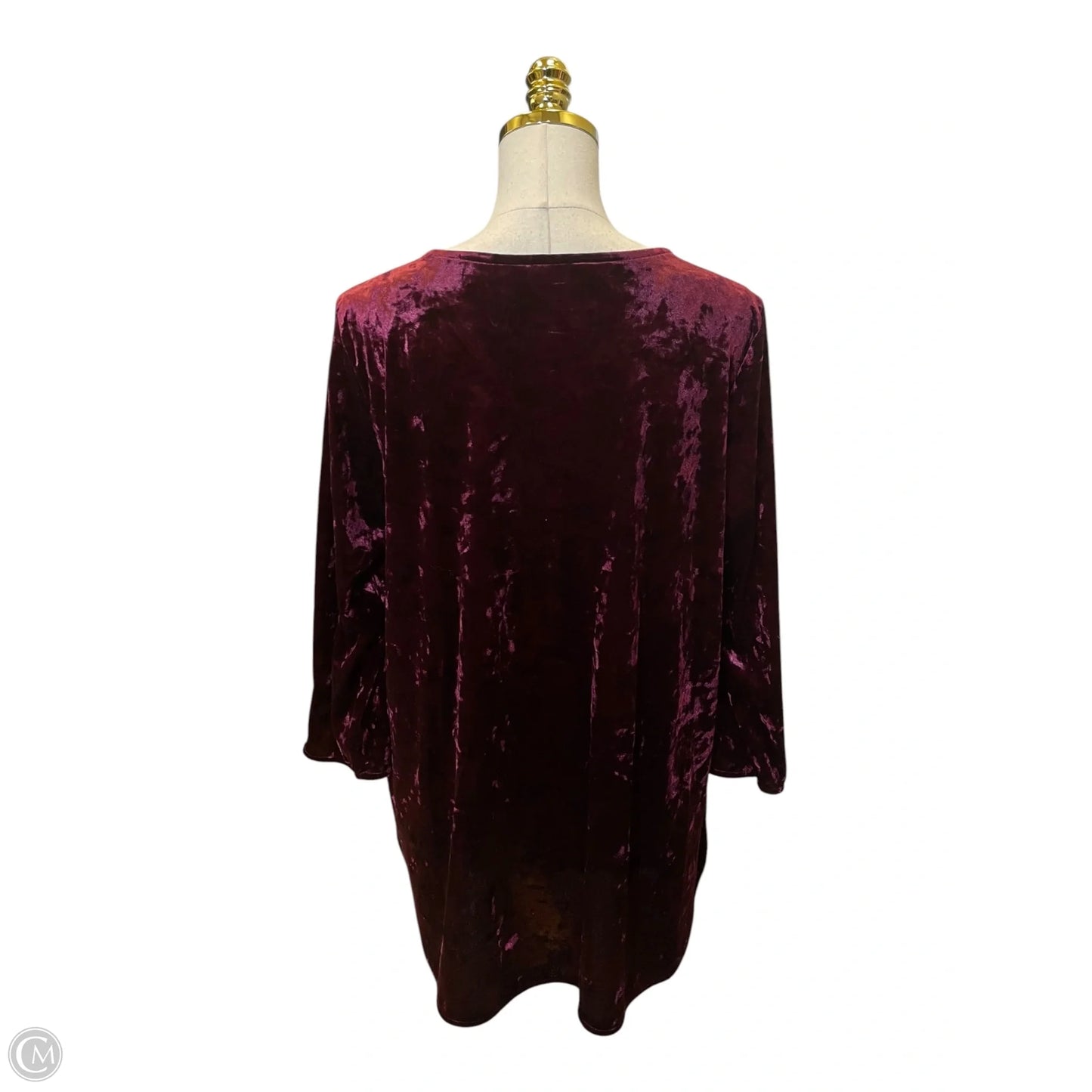 Blouse 3/4 Sleeve By Andree By Unit In Maroon, Size: M