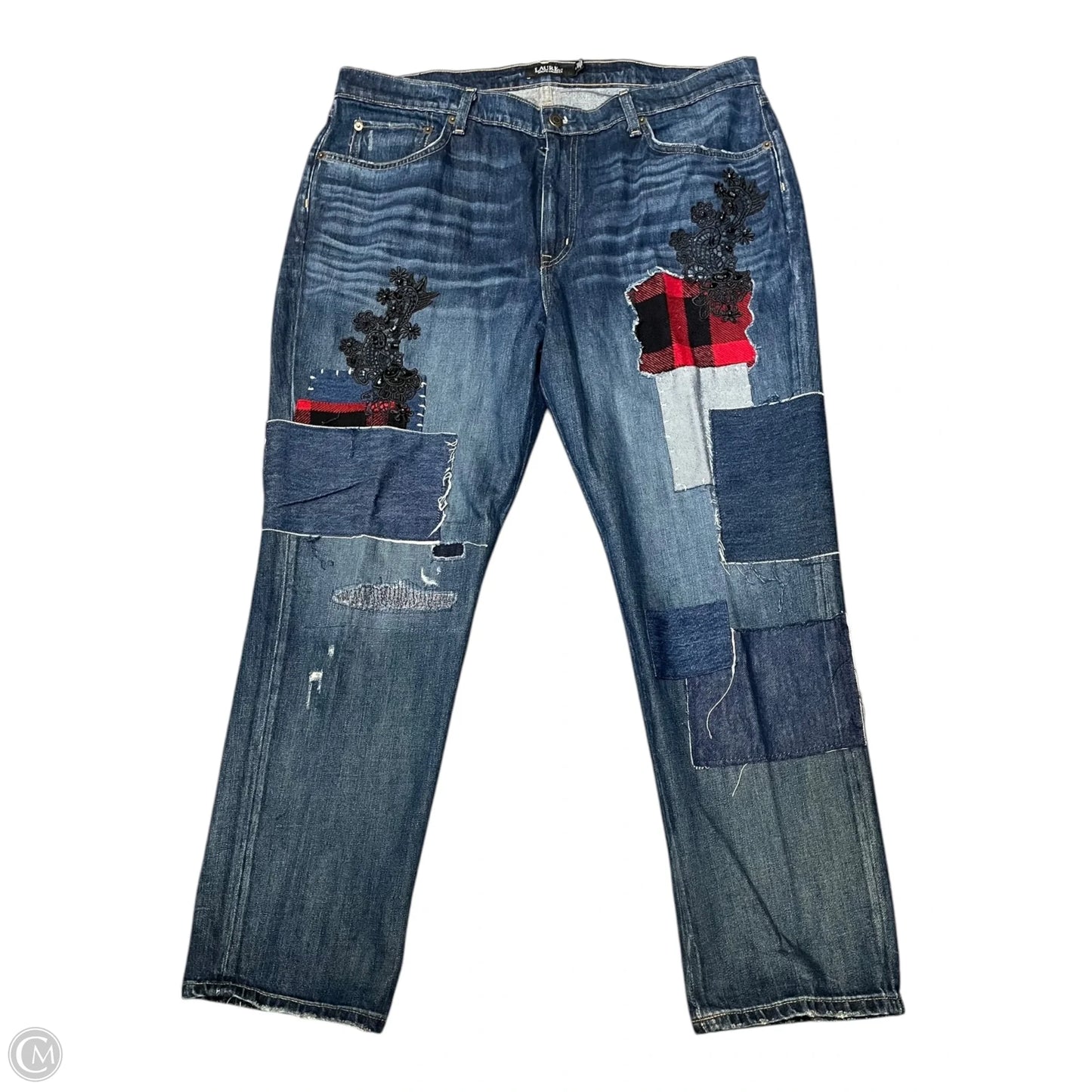 Jeans Straight By Lauren By Ralph Lauren In Blue Denim, Size: 16
