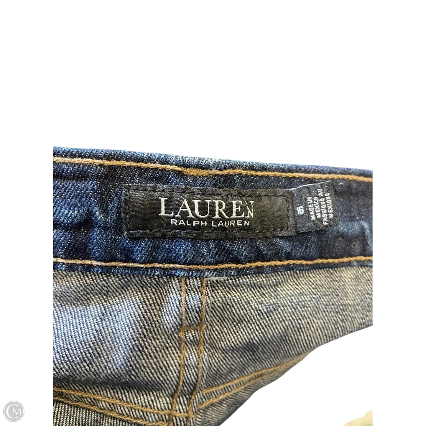 Jeans Straight By Lauren By Ralph Lauren In Blue Denim, Size: 16