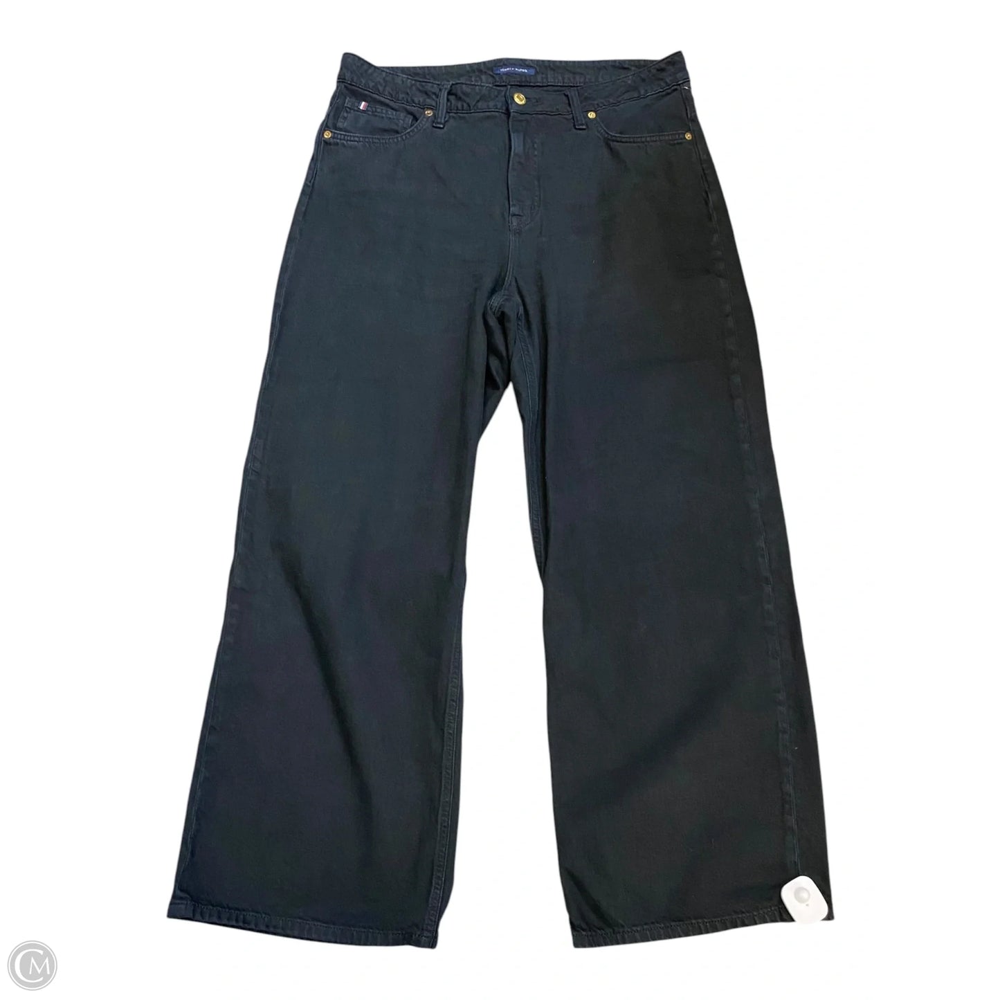 Jeans Wide Leg By Tommy Hilfiger In Black Denim, Size: 12