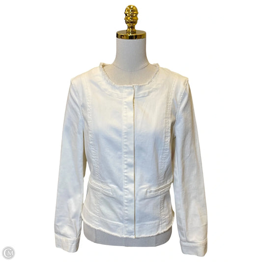 Jacket Denim By Cabi In White Denim, Size: M