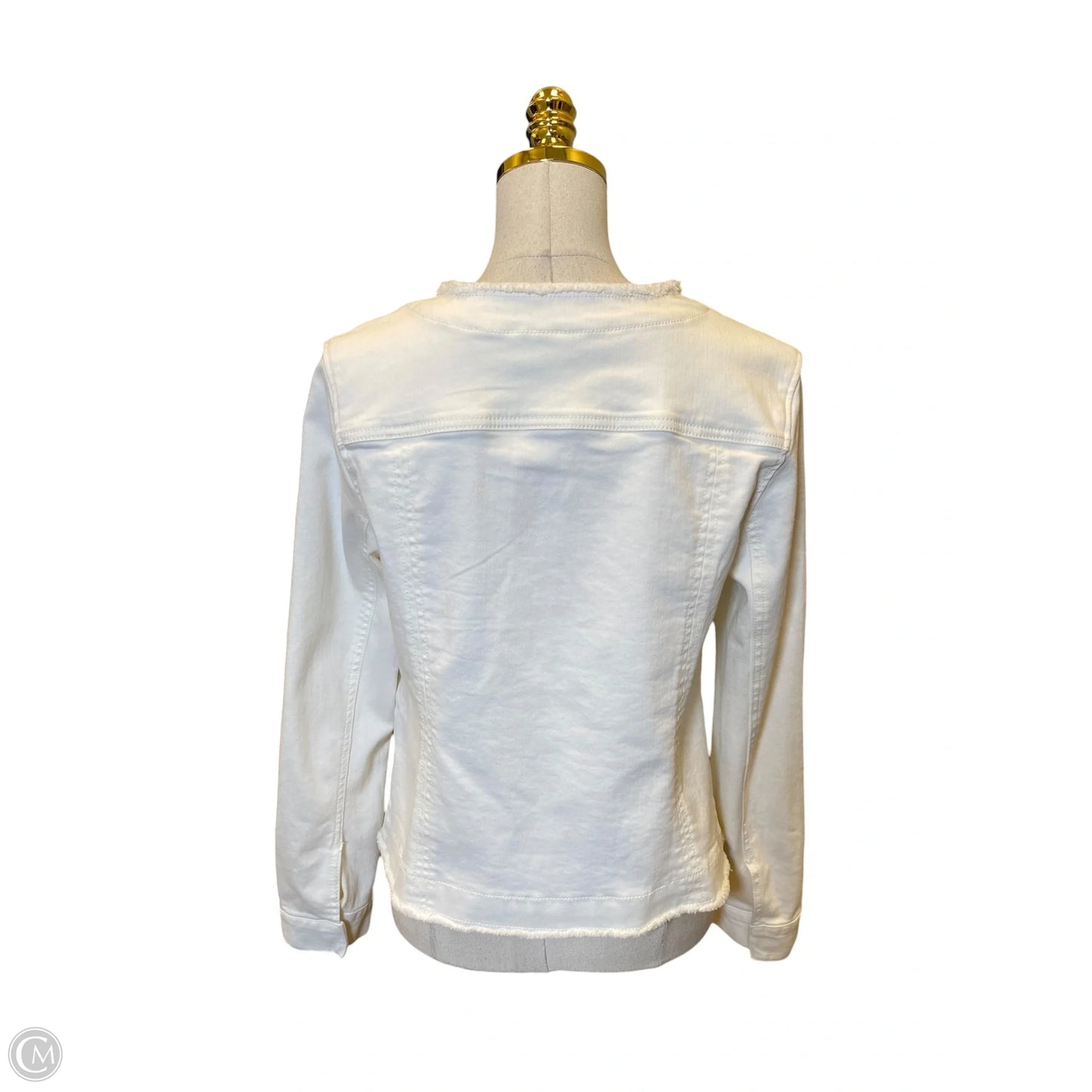 Jacket Denim By Cabi In White Denim, Size: M