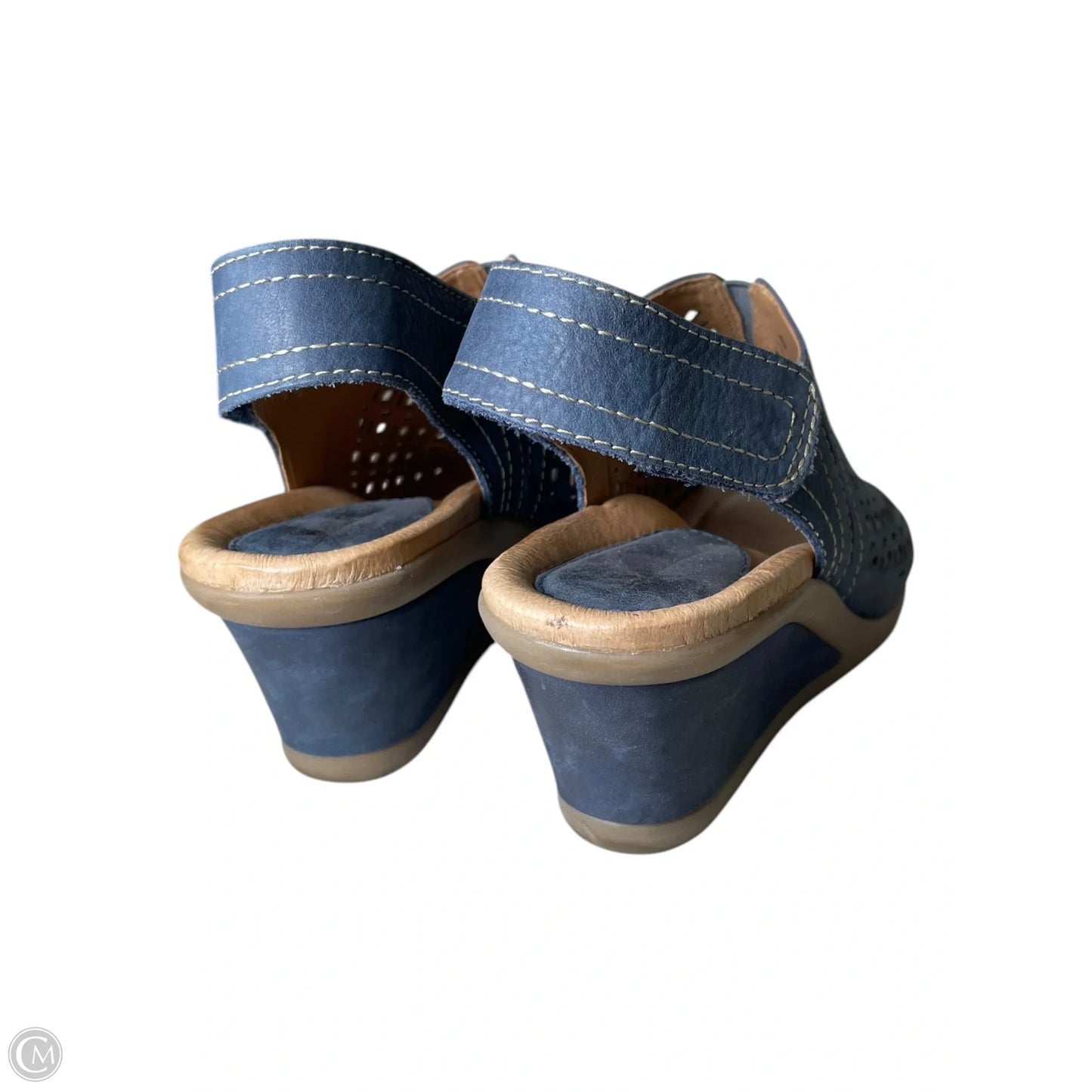 Sandals Heels Wedge By Earth In Blue & Tan, Size: 7