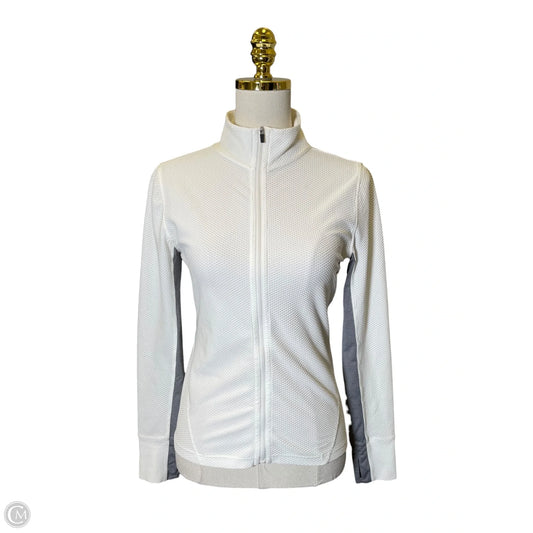 Athletic Jacket By Calvin Klein In Grey & White, Size: Sp