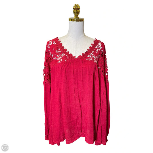 Blouse Long Sleeve By Oddi In Red, Size: 2x