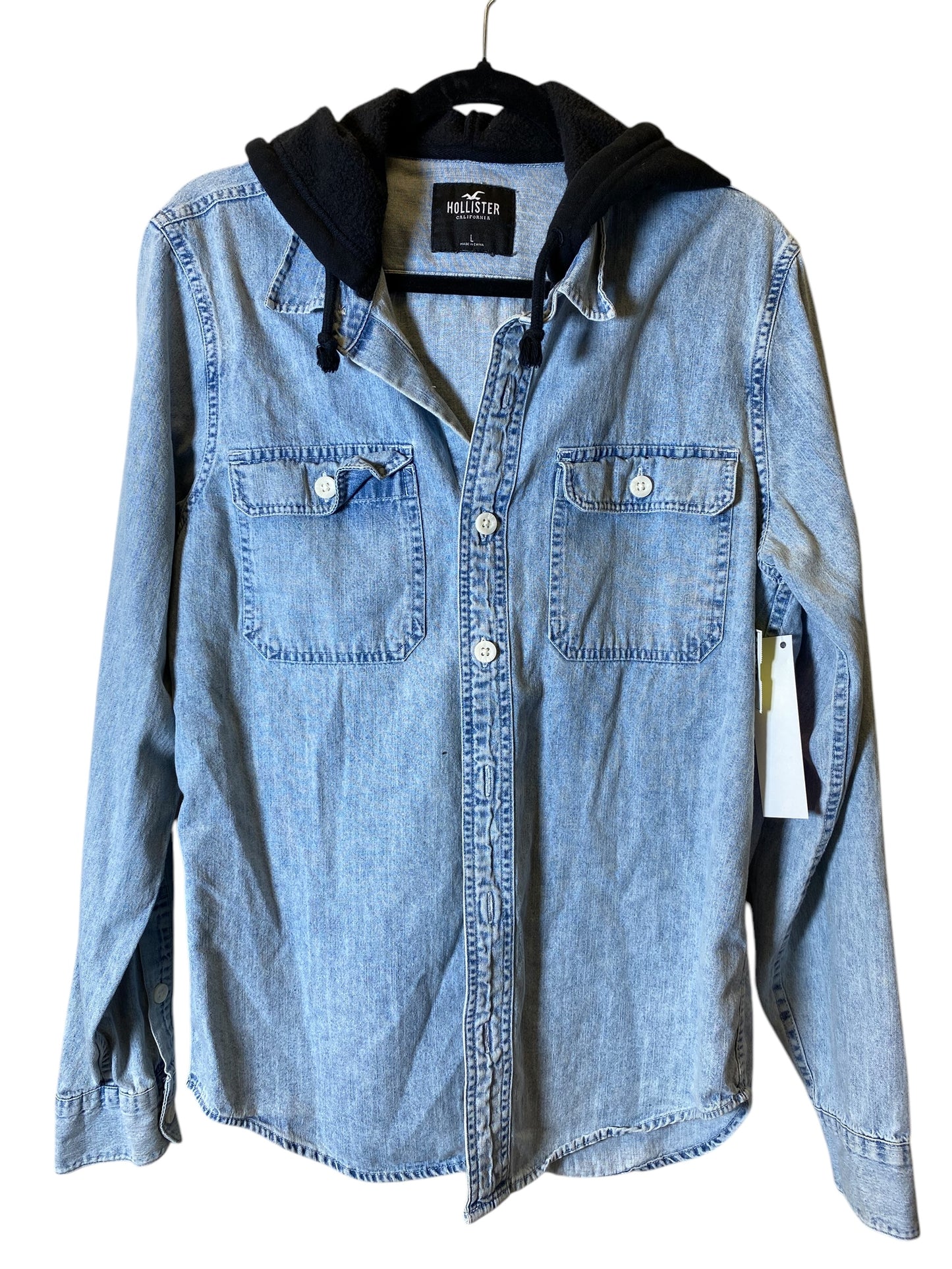 Jacket Denim By Hollister In Blue, Size: L