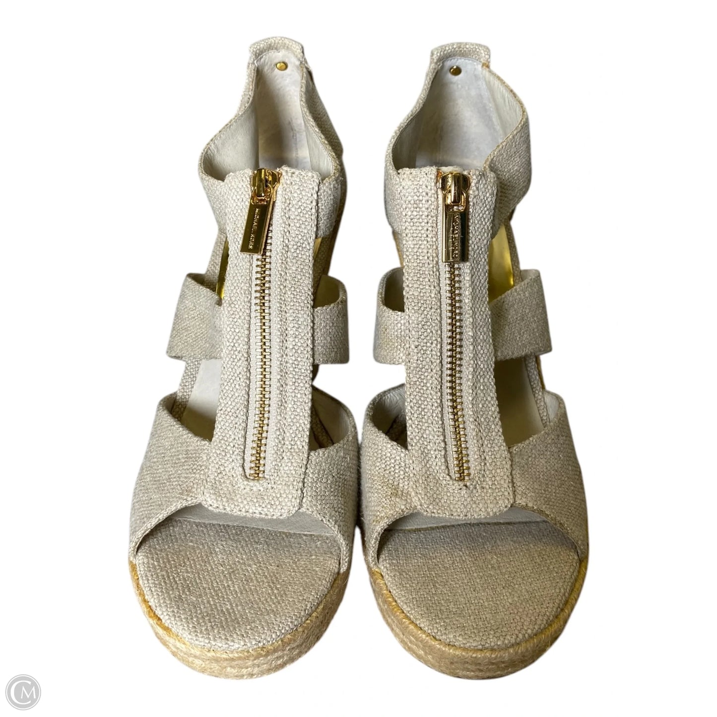 Sandals Heels Wedge By Michael By Michael Kors In Beige, Size: 10