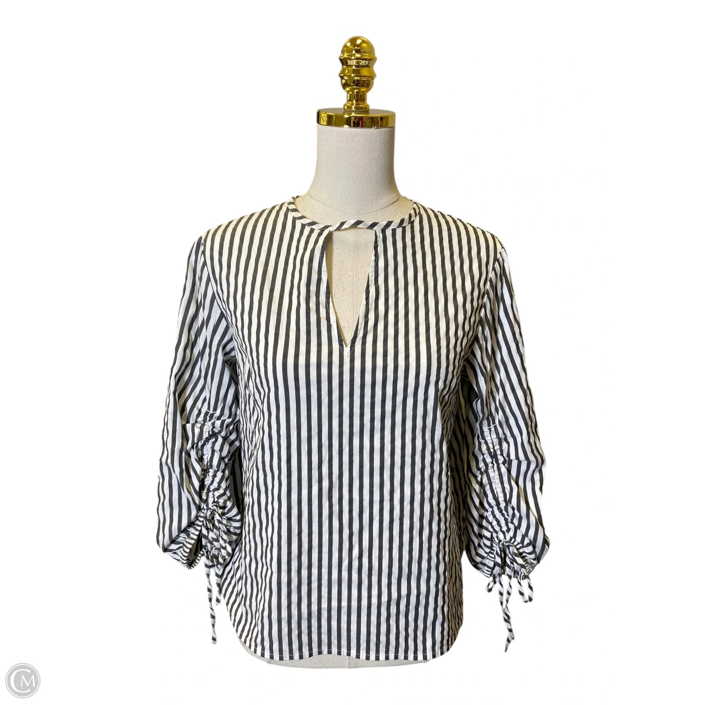 Blouse 3/4 Sleeve By Express In Grey & White, Size: M