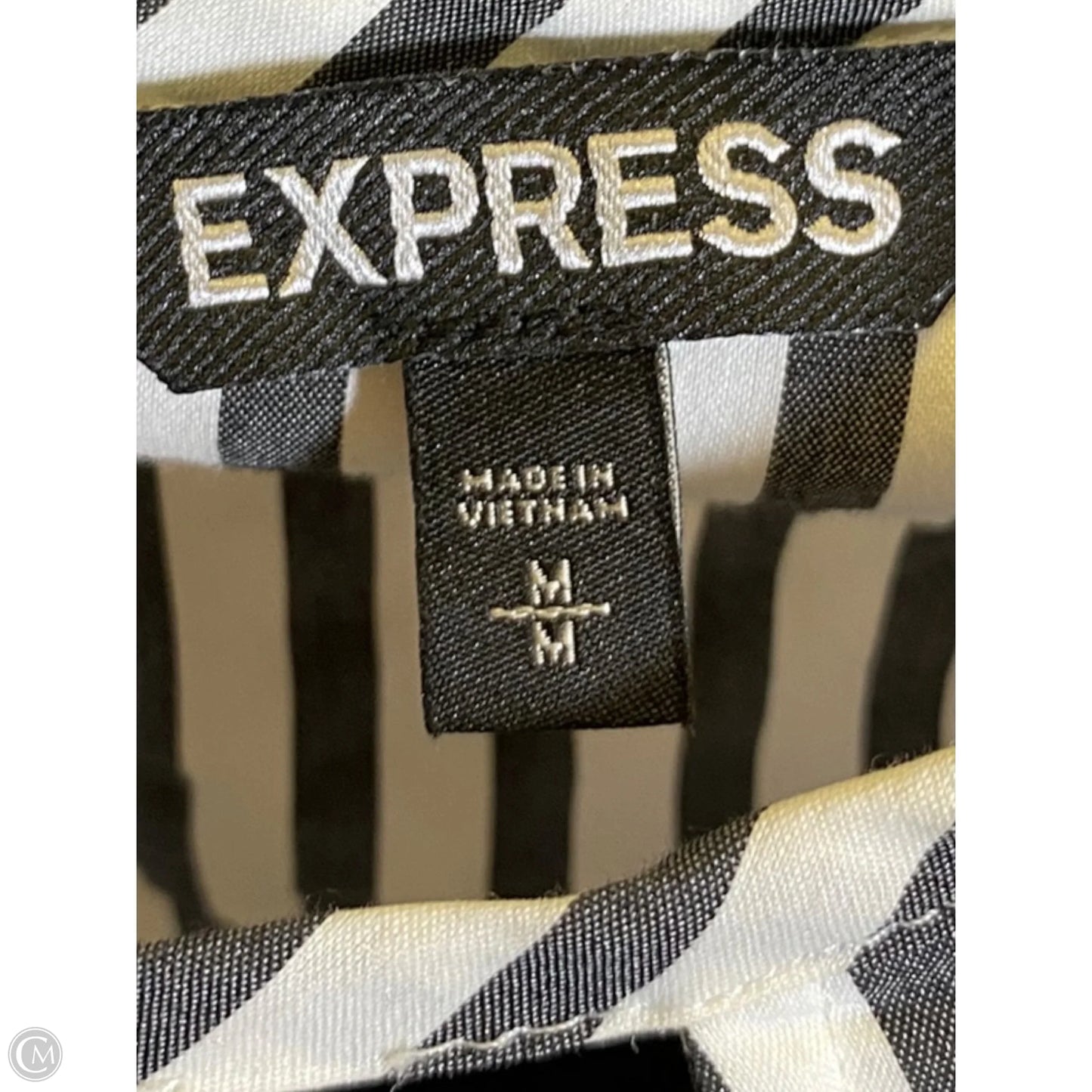 Blouse 3/4 Sleeve By Express In Grey & White, Size: M