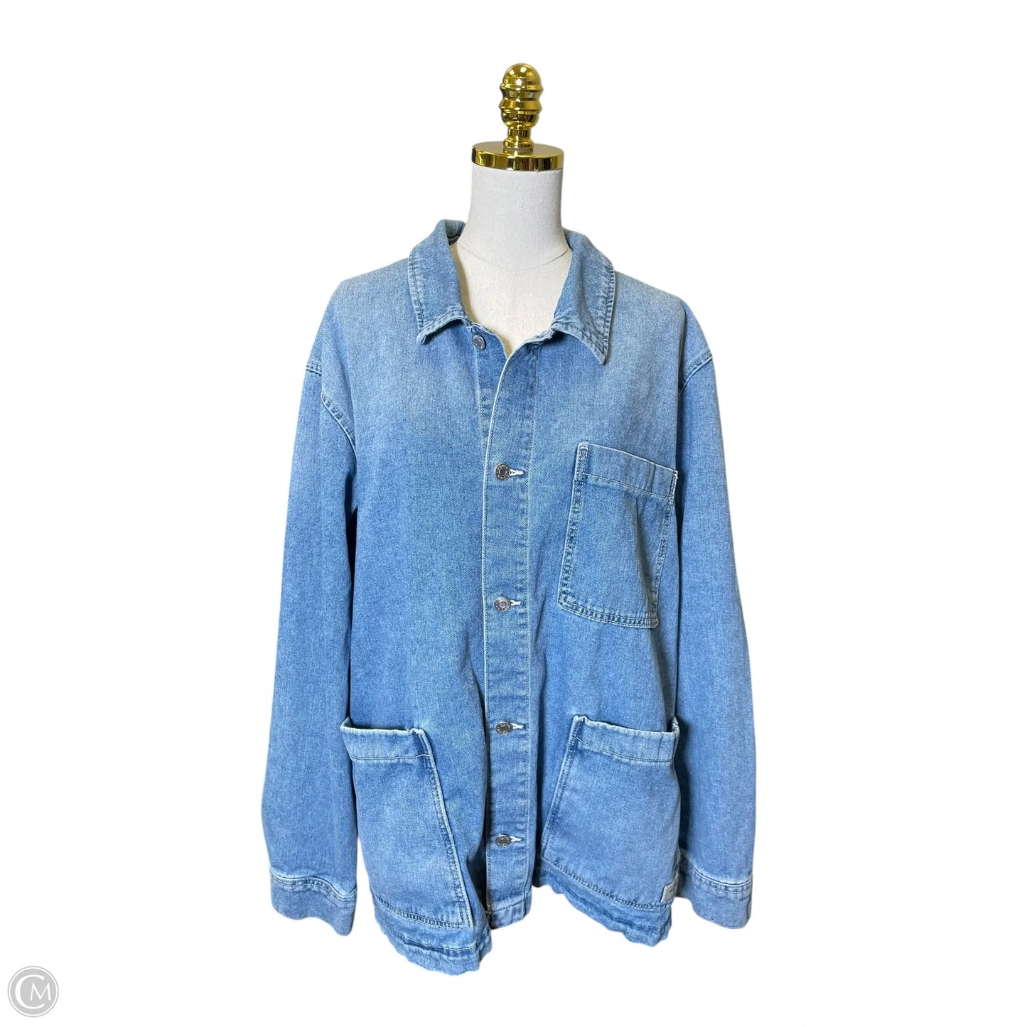 Jacket Denim By Wrangler In Blue Denim, Size: 2x