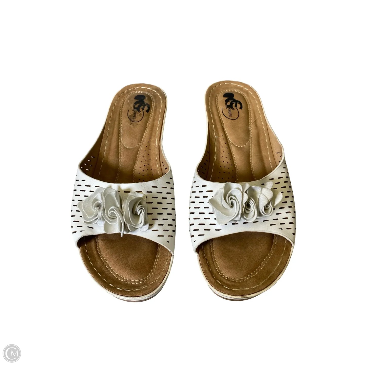 Shoes Heels Wedge By Clothes Mentor In Tan & White, Size: 10