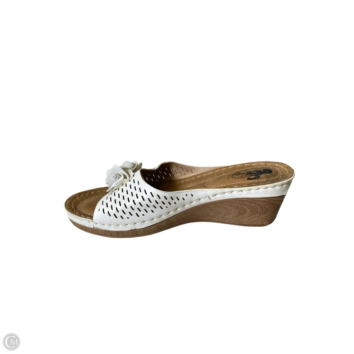 Shoes Heels Wedge By Clothes Mentor In Tan & White, Size: 10