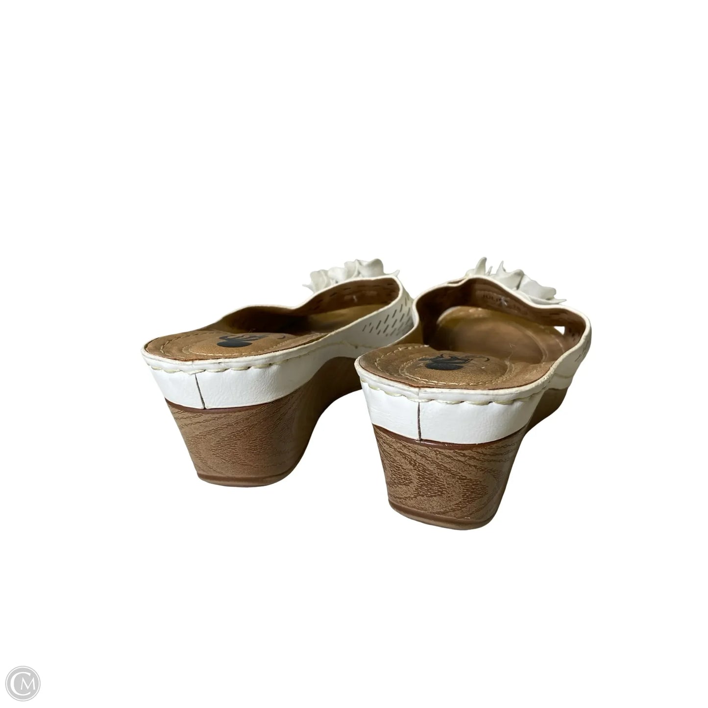 Shoes Heels Wedge By Clothes Mentor In Tan & White, Size: 10