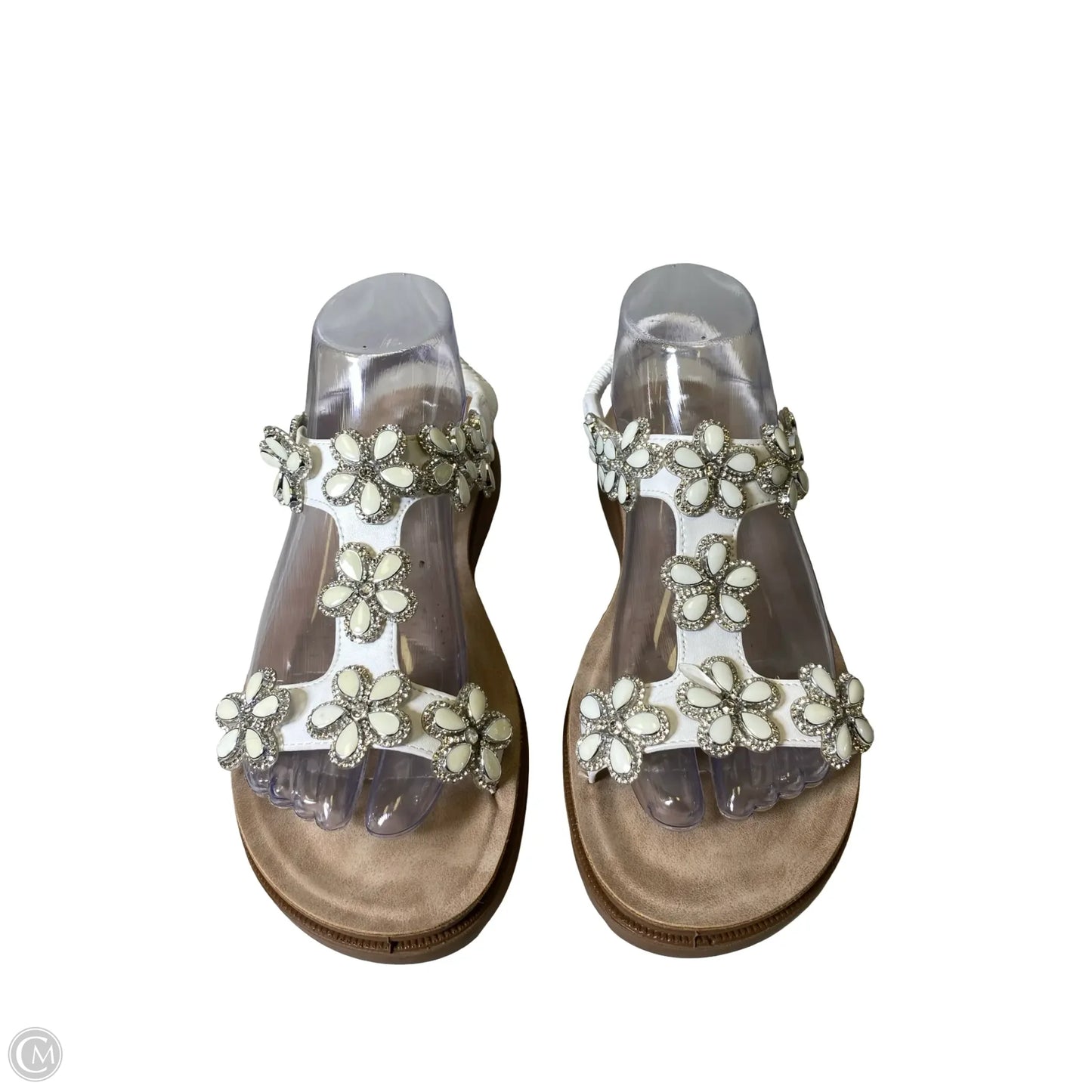 Sandals Flats By Andiano In Tan & White, Size: 9W