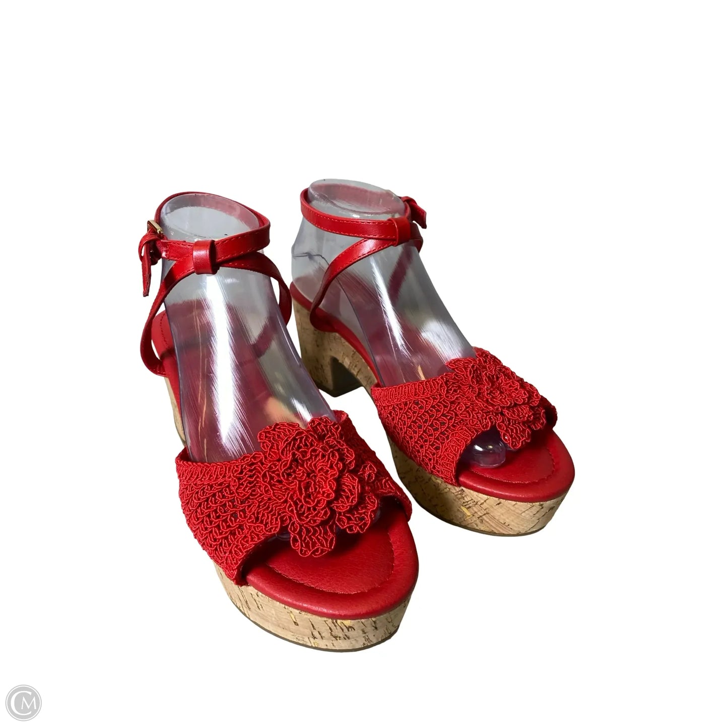 Sandals Heels Block By C Est. 1946 In Red & Tan, Size: 9