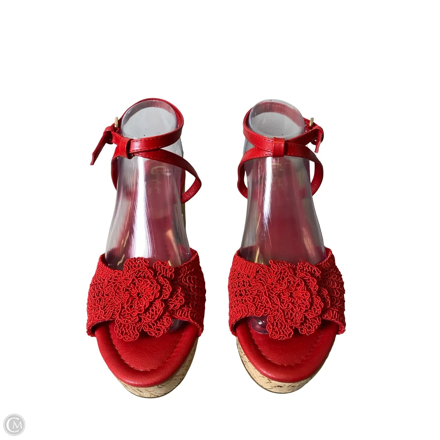 Sandals Heels Block By C Est. 1946 In Red & Tan, Size: 9