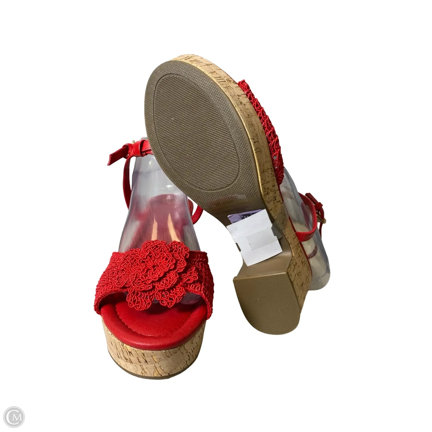 Sandals Heels Block By C Est. 1946 In Red & Tan, Size: 9