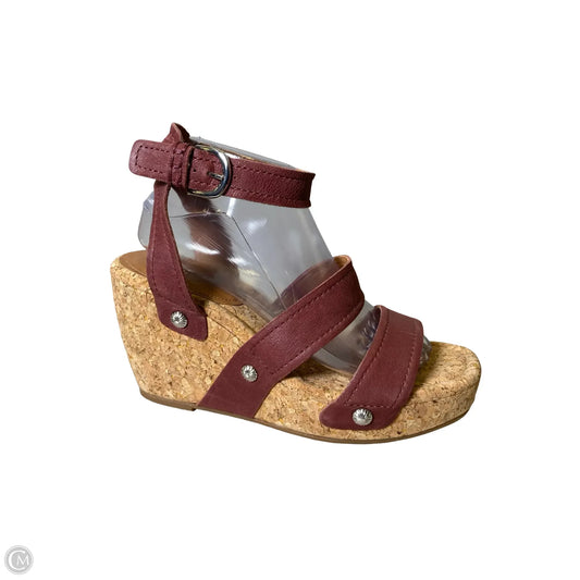 Sandals Heels Wedge By Lucky Brand In Maroon, Size: 9