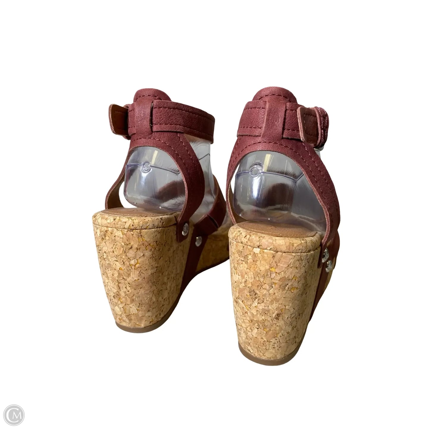Sandals Heels Wedge By Lucky Brand In Maroon, Size: 9
