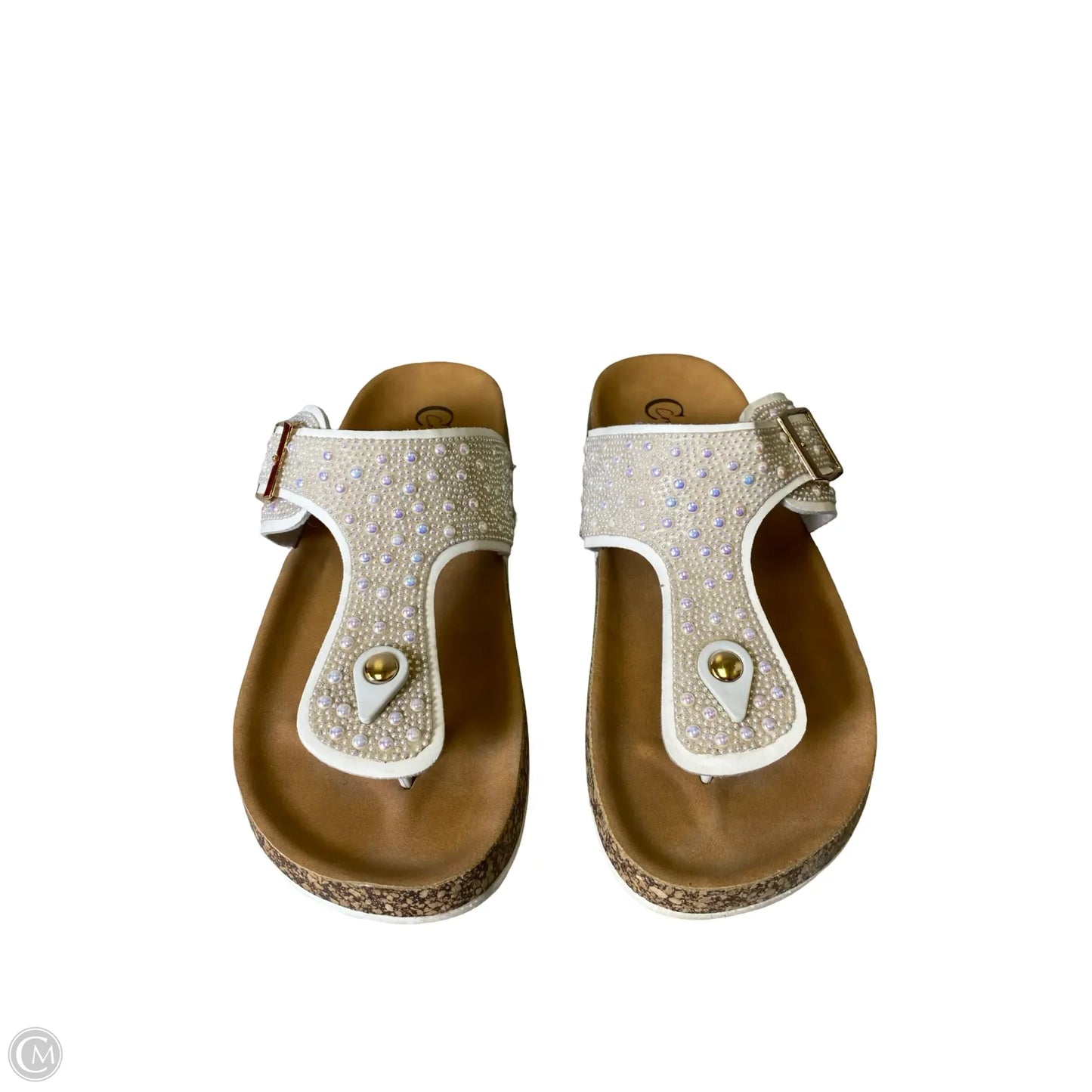 Sandals Flats By C Est. 1946 In Tan & White, Size: 9