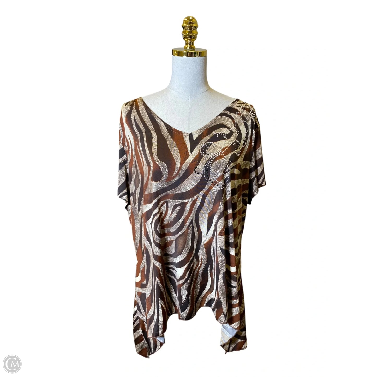 Top Short Sleeve By Dressbarn In Brown, Size: 2x