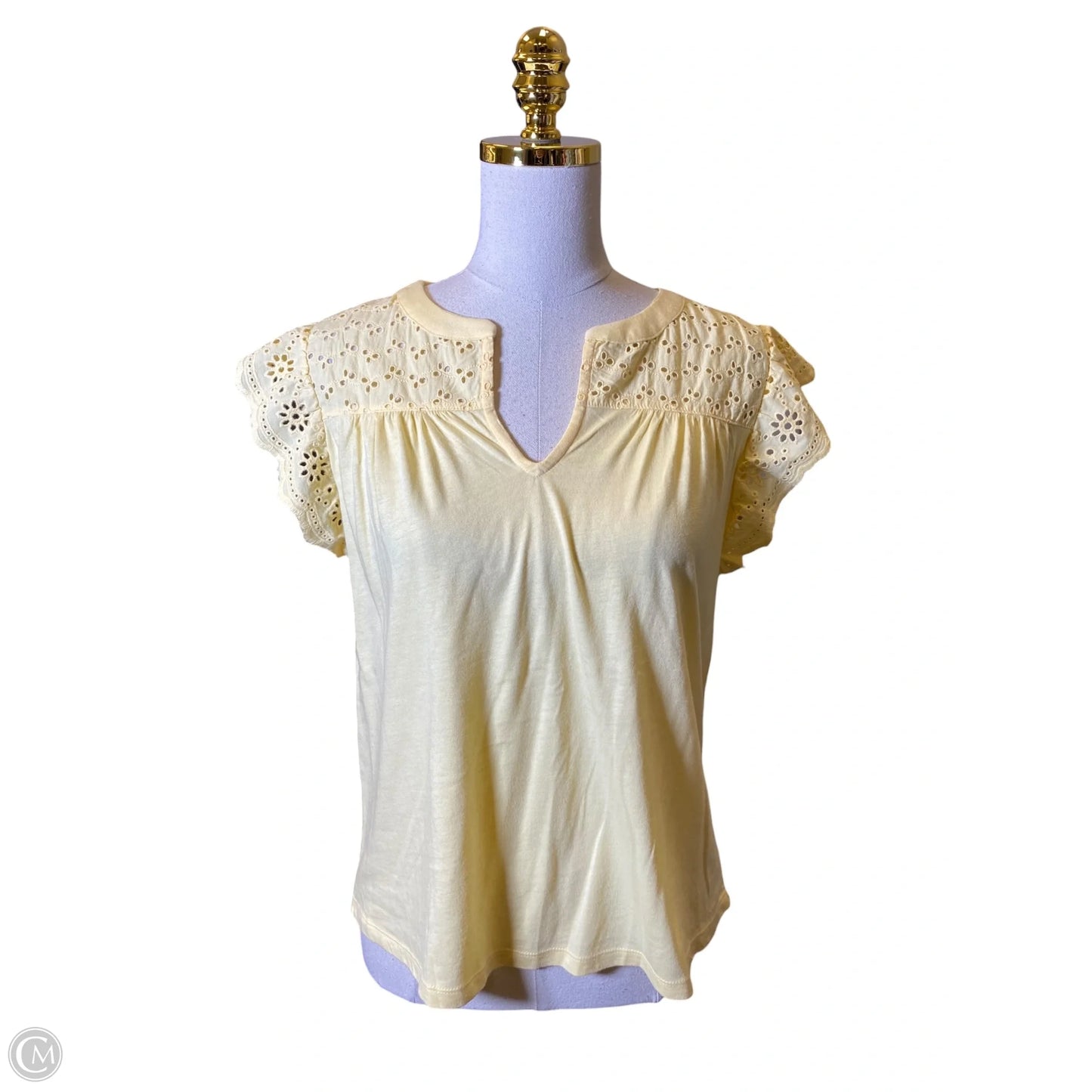 Blouse Short Sleeve By Lucky Brand In Yellow, Size: M