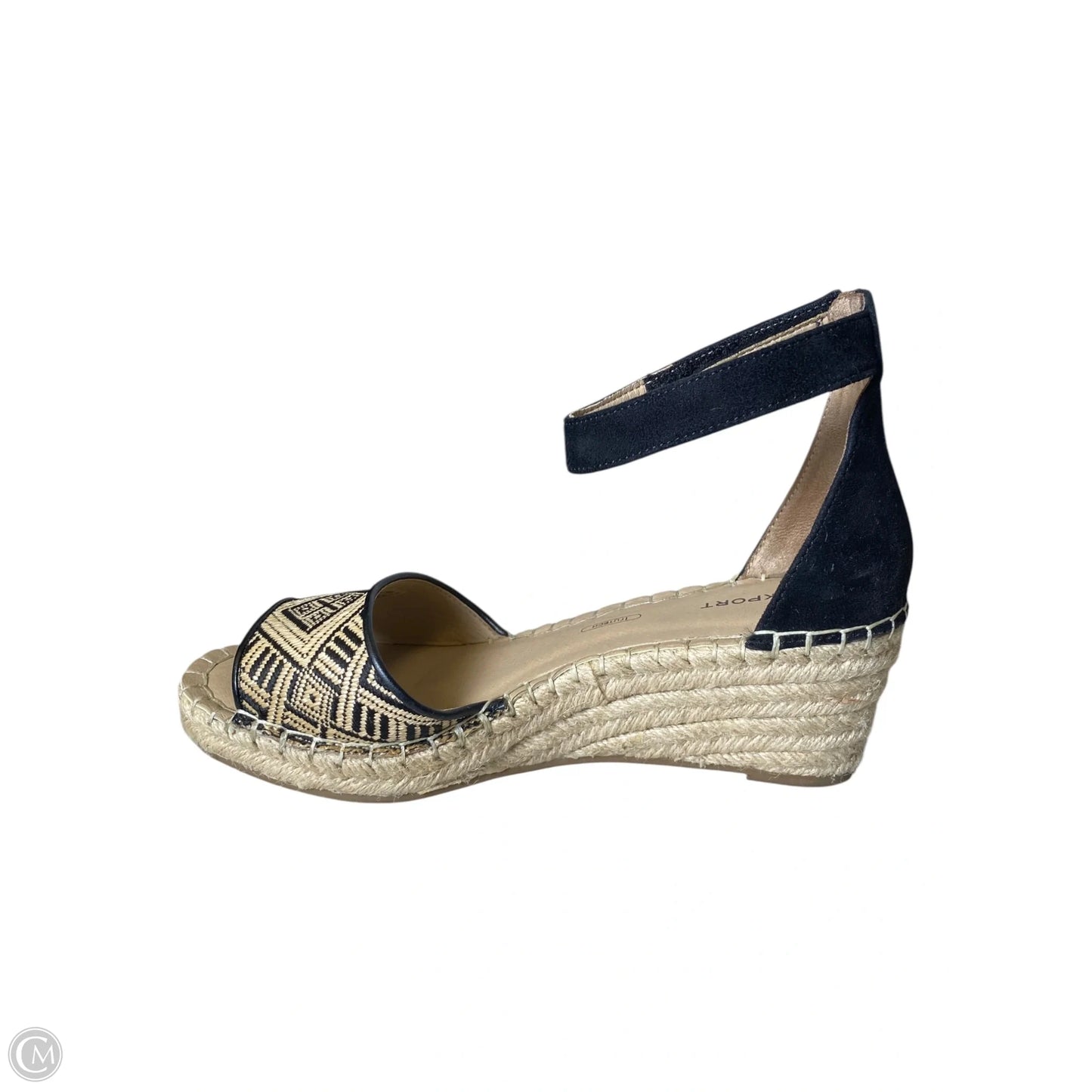 Sandals Heels Wedge By Rockport In Black & Cream, Size: 6.5