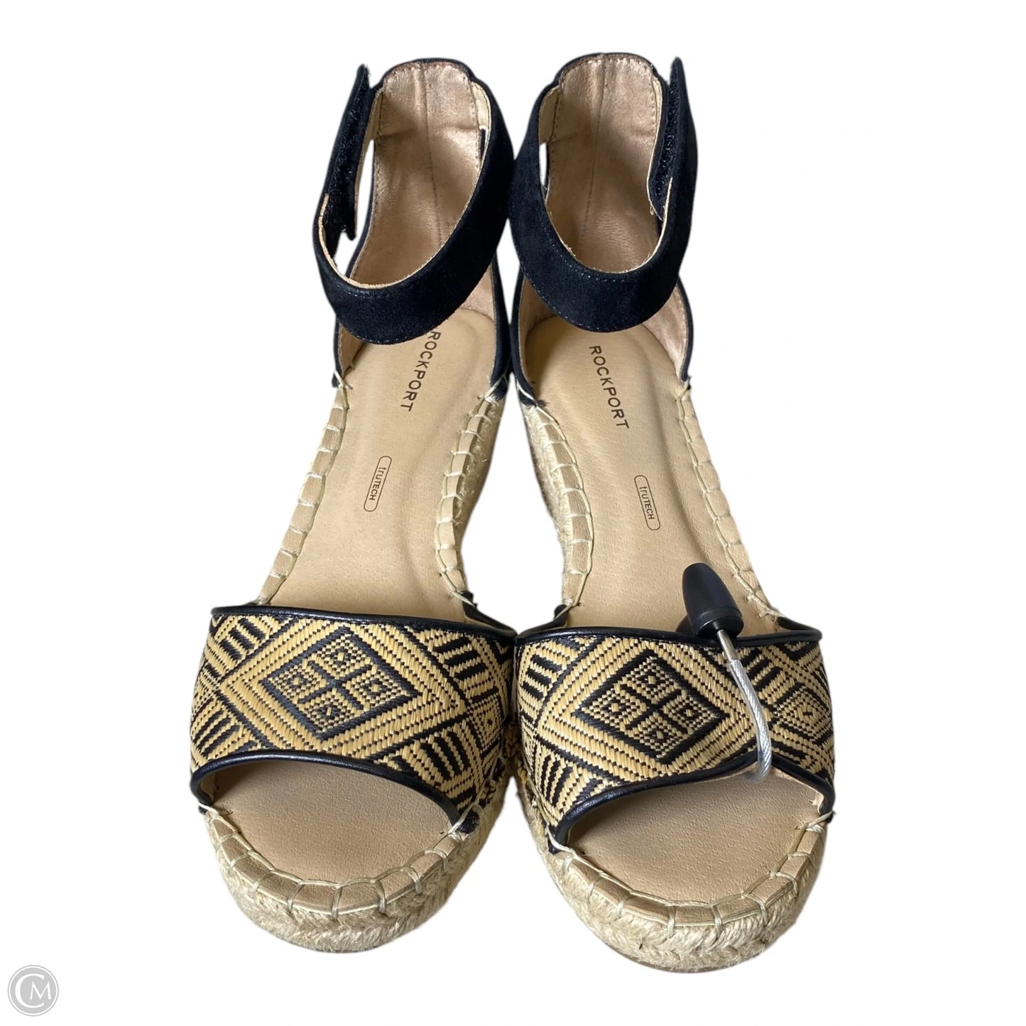 Sandals Heels Wedge By Rockport In Black & Cream, Size: 6.5