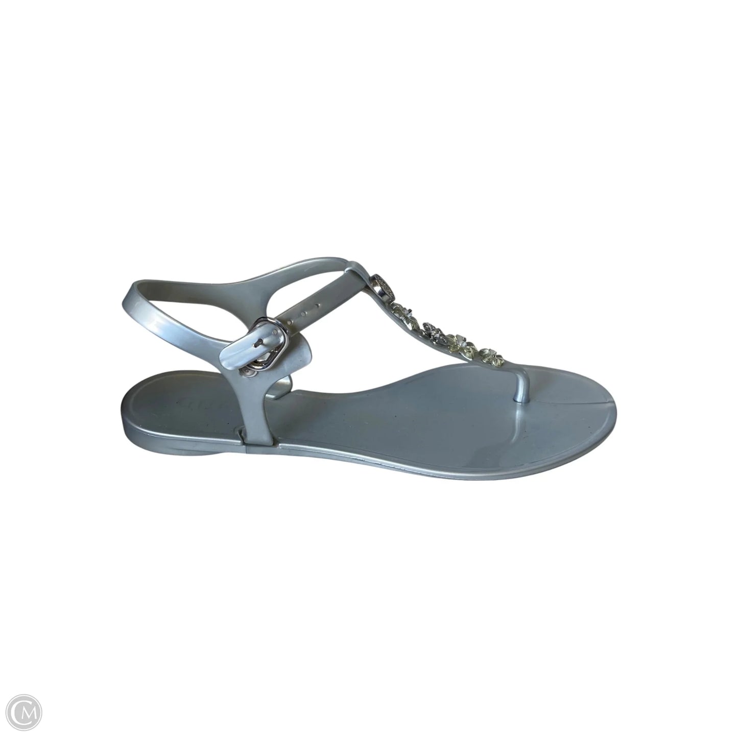 Sandals Flats By Guess In Silver, Size: 6