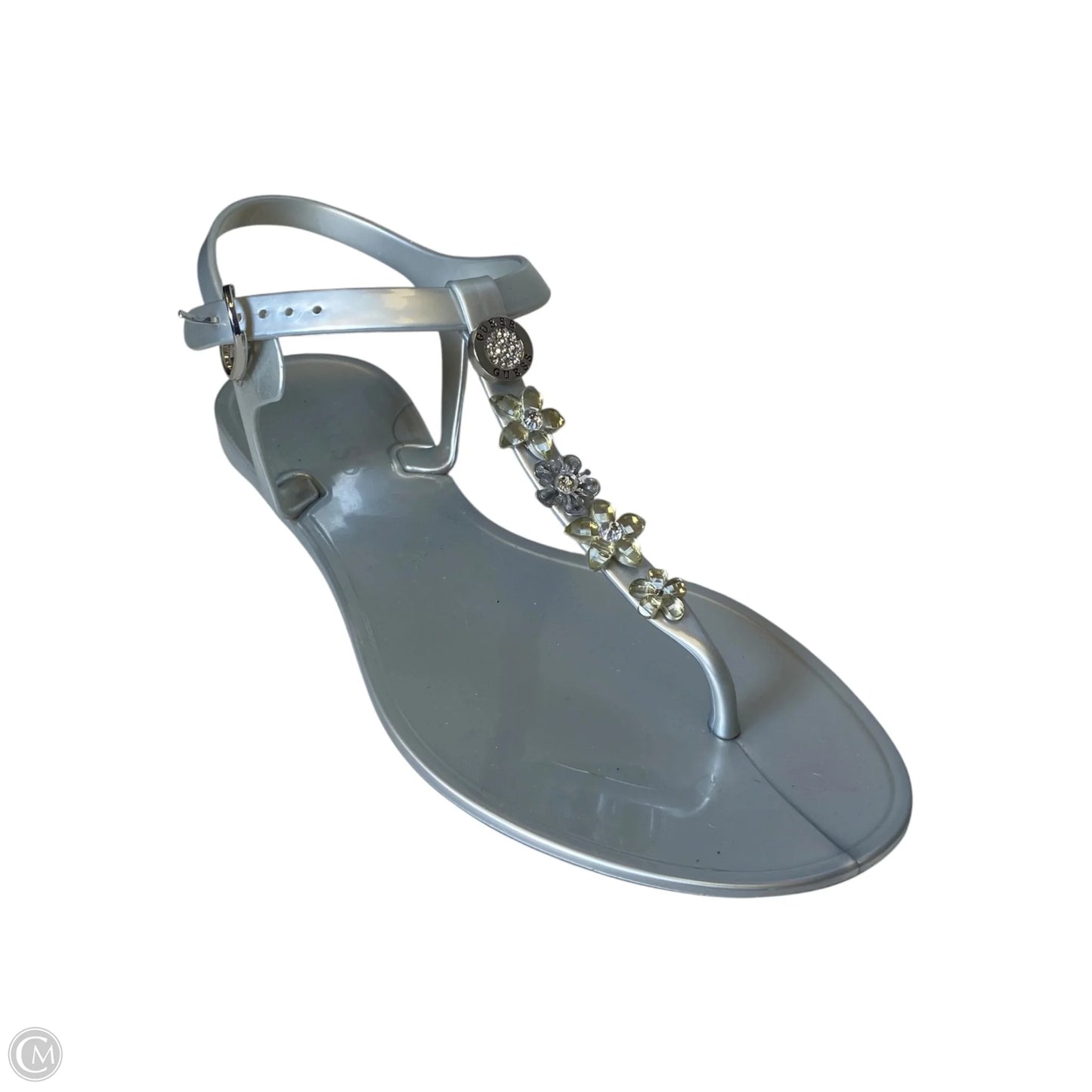 Sandals Flats By Guess In Silver, Size: 6