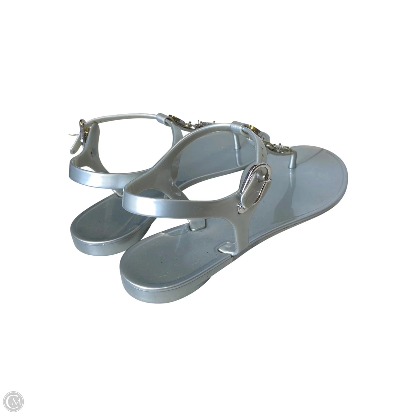 Sandals Flats By Guess In Silver, Size: 6