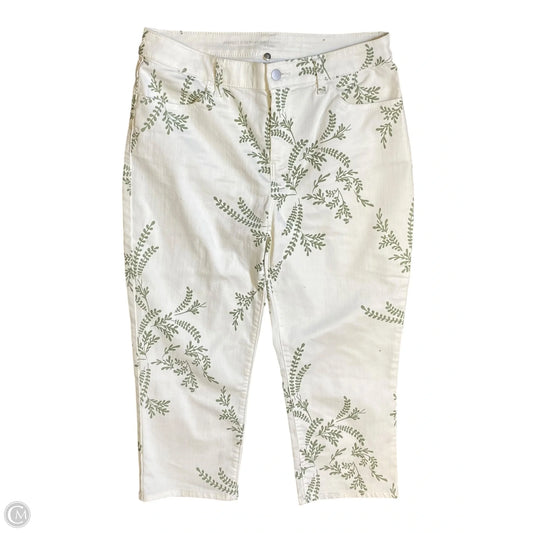 Jeans Cropped By Chicos In Green & White, Size: 10